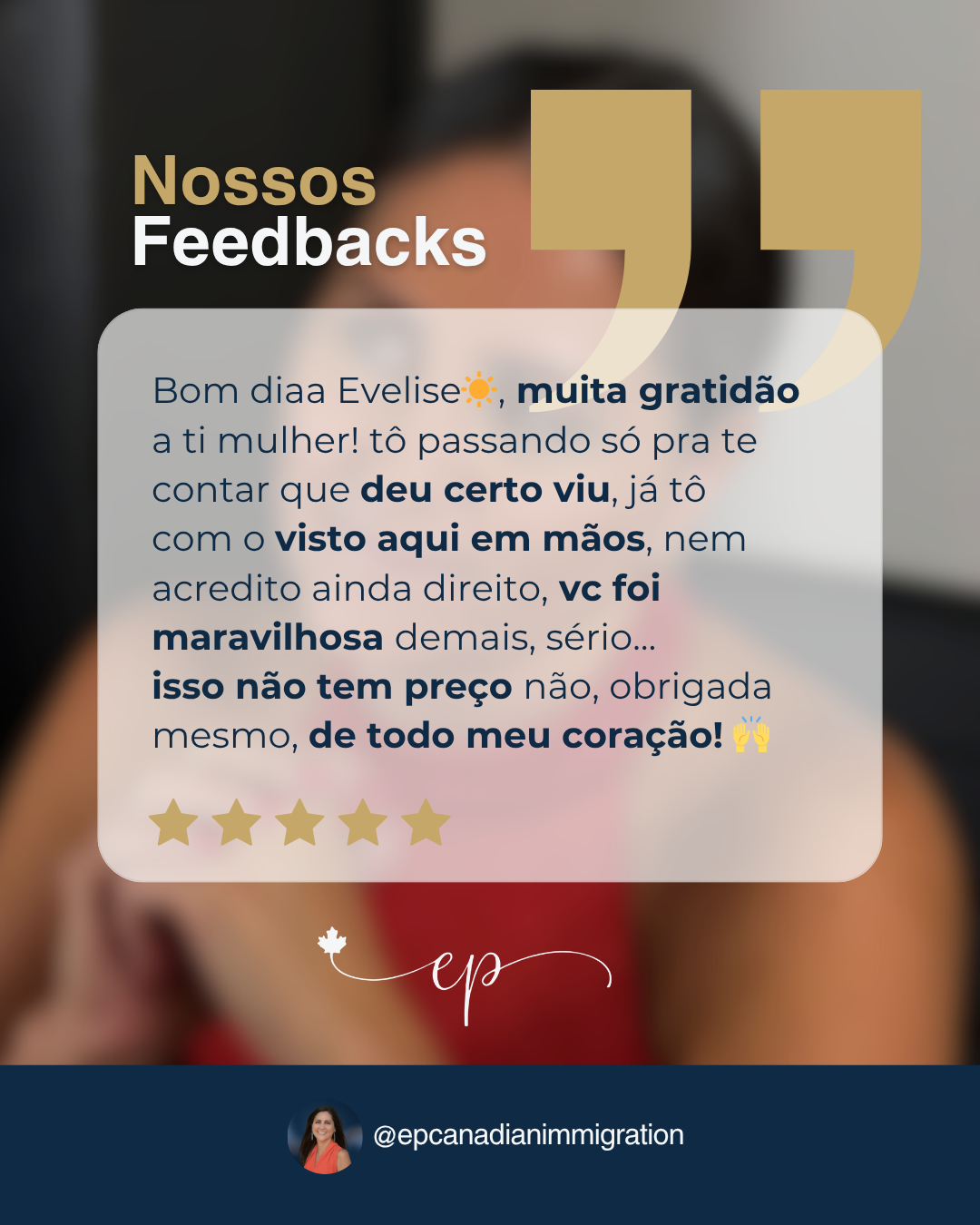 Feedback de cliente — visto aprovado